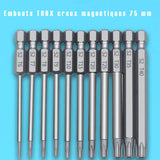 Complétez votre boîte à outils par ce lot d'embouts torx creux de différentes tailles. Ils trouveront facilement leur place à côté de vos outils comme : visseuses, pince, tournevis testeur, ciseaux, mèche, tournevis à lame, tournevis isoles. Mais également à côté de vos visseries comme : vis inox, vis à tête fraisée, écrou que ce soit en acier au chrome vanadium.