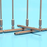 Embouts torx magnétiques de 100 mm de longueur qui transformera votre vie lors d'une réalisation de travaux brico ou pro. L'aimant permet de garder la vis sur l'embout pour serrer et desserrer rapidement. La tête hexagonale permet le verrouillage de l'embout sur le mandrin d'une visseuse afin de pouvoir travailler avec efficacité et effectuer un changment rapide de l'embout. 